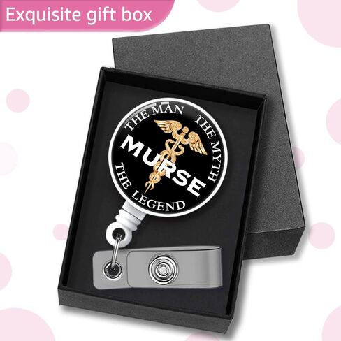 Murse The Men The Myth The Legend Badge Reel Retractable with Alligator Clip, Funny ID Badge Holder Gift for Men Veterinarian Doctors Nurses Social Worker Office Worker Boss Colleague in Kuwait