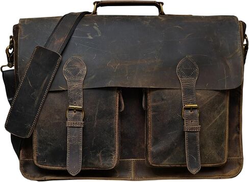 حقيبة جلدية رسول - حقائب كمبيوتر محمول 16 بوصة حقيبة كمبيوتر أصلية حقيبة كتف عبر الجسم للرجال والنساء in Kuwait