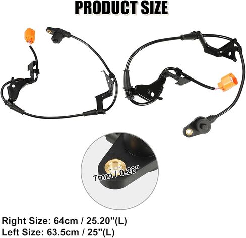 uxcell 2pcs No.57455S5D013/57450S5D013 ABS Wheel Speed Sensor Front Left Right for Honda Civic VII EP3 2001-2005 in Saudi Arabia