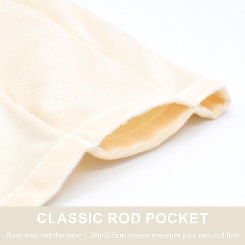 Molaxhome Scalloped Valance Curtains - Solid Colour Velvet Curtains Matching with Tassels for Living Room,Bedroom and Dormitory (Beige, 51.2W x 15.3L) in Kuwait