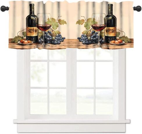 Farmhouse Kitchen Valances Curtain, Bee Gnomes Sunflower Retro Background Window Treatment Valances Short Curtains Rod Pocket Drape for Dining Room Home Decor, 54x18inch in Saudi Arabia