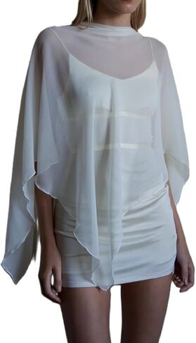 Women Sheer Mesh Chiffon Shawl Wraps Asymmetrical High Low Hem Shawl Cape Capelets Evening Dress Wedding Cover Up in Saudi Arabia