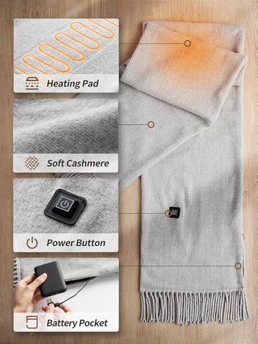 وشاح تسخين Eventek للرجال/النساء مع بطارية 5000 مللي أمبير في الساعة، 3 إعدادات لدرجة الحرارة سخان يعمل بالبطارية لفصل الشتاء in Kuwait