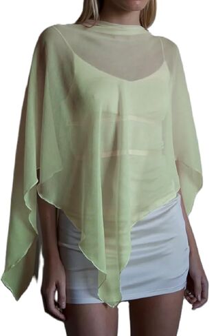 Women Sheer Mesh Chiffon Shawl Wraps Asymmetrical High Low Hem Shawl Cape Capelets Evening Dress Wedding Cover Up in Saudi Arabia