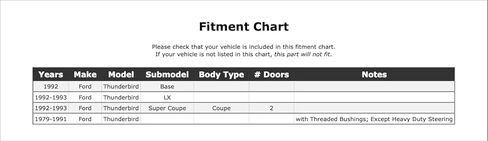 طقم عمود ذراع التحكم في التعليق الأمامي متوافق مع Ford Thunderbird 2-Door Coupe 1993 1992 1991 1990 1989 1988 1987 1986 1985 1984 1983 1982 1981 1980 1979 P-3471891 in Saudi Arabia