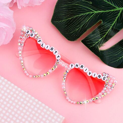 30 Flirty Thriving Glasses For Women 30th Birthday Accessories Decorations Decor, Happy Birthday Sunglasses For 30th Bday Party Supplies Outfit in Kuwait