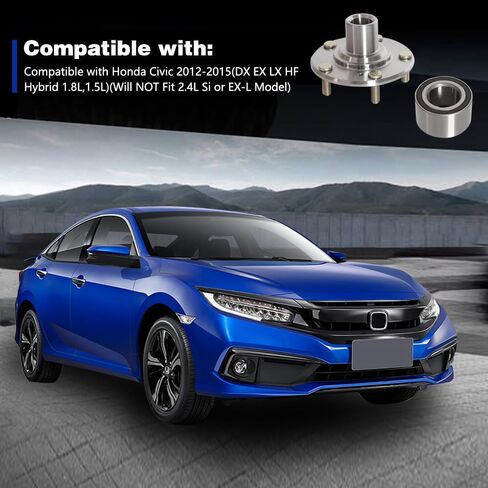 مجموعة محمل محور العجلة الأمامية تناسب Honda Civic 2012 2013 2014 2015، 1.8L 1.5L DX EX LX HF Hybrid، مجموعة محمل العجلات المتطابقة استبدال 44600-TR0-A00 NT510089، عبوتان in Saudi Arabia