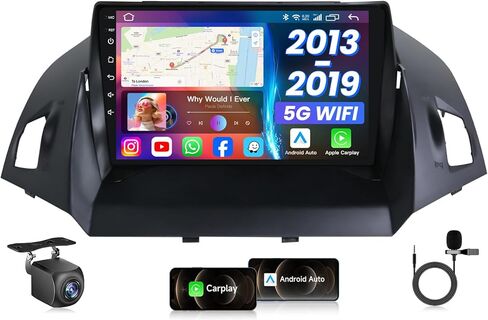 5GWiFi Android13 Car Radio for Ford Escape 2013 2014 2015 2016 2017 2018 2019,Android TouchScreen Radio Replacement with Carplay Andriod Auto Support GPS SWC BT FM Backup Camera 2G+64G in Kuwait