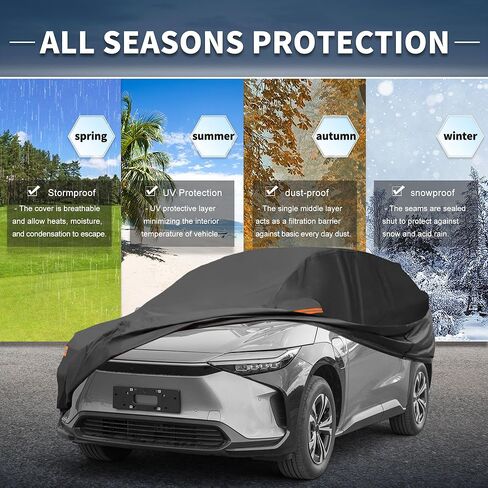 X AUTOHAUX Car Cover Outdoor Waterproof Sun Rain Snow Hail Protection with Left Side Door Zipper 210D-PU for Toyota BZ4X in Saudi Arabia