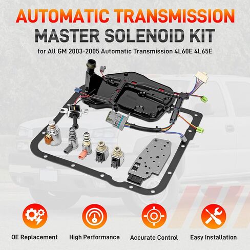 4L60E 4L65E Automatic Transmission Master Solenoid Kit EPC TCC 3-2 PWM w/Harness Filter Gasket Compatible with GM 2003-2005 M30 M32 Replace#24209121 24215111 24230298 8683187 8677314 24208576 in Kuwait