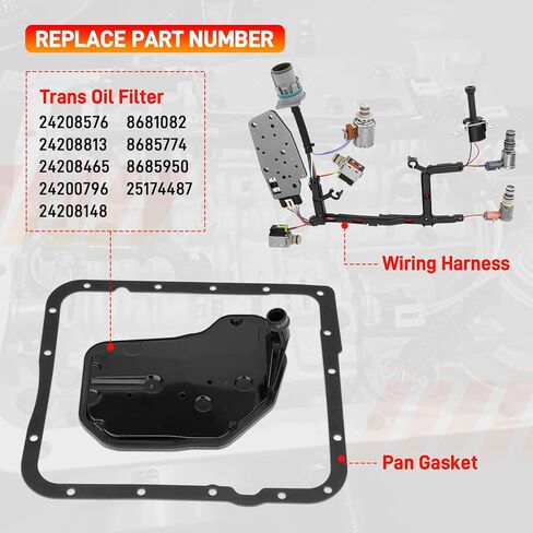 4L60E 4L65E Automatic Transmission Master Solenoid Kit EPC TCC 3-2 PWM w/Harness Filter Gasket Compatible with GM 2003-2005 M30 M32 Replace#24209121 24215111 24230298 8683187 8677314 24208576 in Kuwait