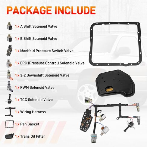 4L60E 4L65E Automatic Transmission Master Solenoid Kit EPC TCC 3-2 PWM w/Harness Filter Gasket Compatible with GM 2003-2005 M30 M32 Replace#24209121 24215111 24230298 8683187 8677314 24208576 in Kuwait