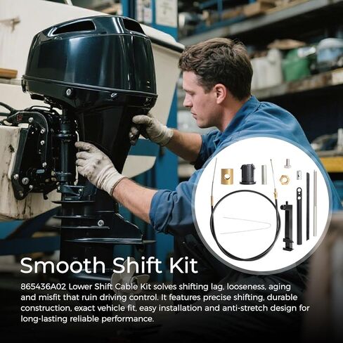 865436A02 Lower Shift Cable Kit Compatible with Mercruiser MC-I MR Alpha One Gen I Gen II Sterndrive Outdrives Replace 865436A02 19543A10 19543A8 in Kuwait