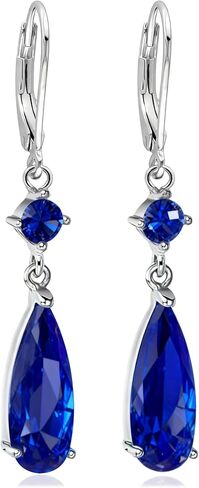 Trendy Leverback Cubic Zirconia Teardrop Dangle Drop Earrings for Women 14K White Gold Plated Hypoallergenic Jewelry(with Gift Box) in Saudi Arabia
