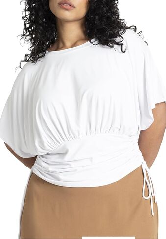 ELOQUII Women's Plus Size wrap Sleeve Tee in Saudi Arabia