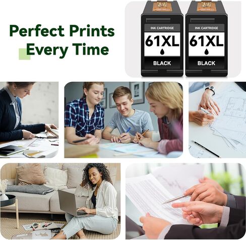 خراطيش حبر 61XL بديلة لـ 61 خرطوشة حبر سوداء XL لطابعة Envy 5530 4500 4502 5535 Deskjet 2540 2541 3050 3510 OfficeJet 4630 4632 (أسود، عبوتان) in Kuwait