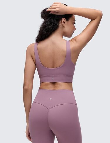 CRZ YOGA Butterluxe U Back Longline Sports Bras for Women - Scoop Neck Padded Yoga Workout Crop Top with Built in Pads in Saudi Arabia
