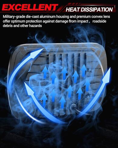 MGLLIGHT 5x7 7x6 Inch LED Headlights Sealed Beam H6054 LED Headlights Amber/White DRL Turn Signal Rectangular Headlamp Compatible with XJ Wrangler YJ Replacement H5054 H6054LL, Pair in Kuwait