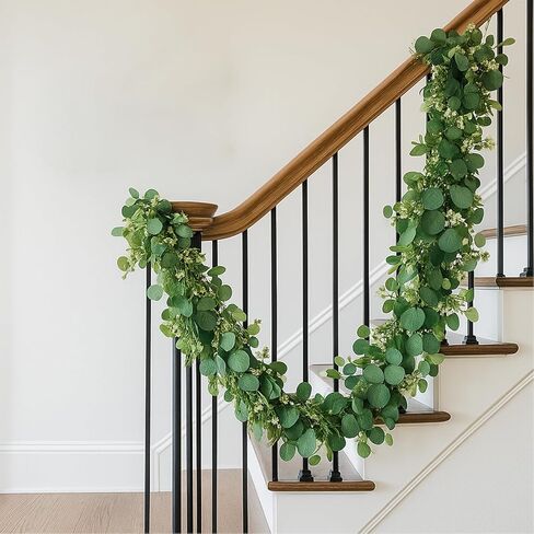 4 Pack 6.10Ft Eucalyptus Garland, Artificial Eucalyptus Flowers Leaves Table Greenery Garland Wreath Vines for Wedding Party Home Fireplace Bedroom Wall Indoor Outdoor Decoration in Kuwait