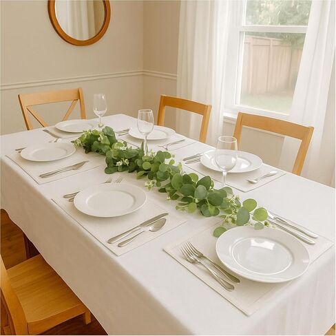 4 Pack 6.10Ft Eucalyptus Garland, Artificial Eucalyptus Flowers Leaves Table Greenery Garland Wreath Vines for Wedding Party Home Fireplace Bedroom Wall Indoor Outdoor Decoration in Kuwait