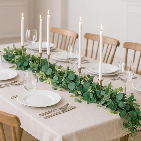 4 Pack 6.10Ft Eucalyptus Garland, Artificial Eucalyptus Flowers Leaves Table Greenery Garland Wreath Vines for Wedding Party Home Fireplace Bedroom Wall Indoor Outdoor Decoration in Kuwait