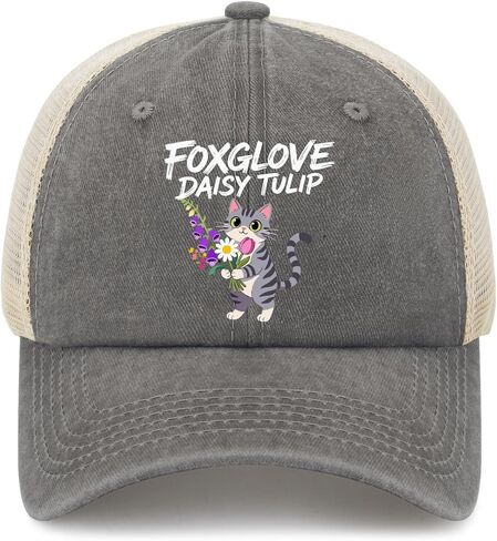 Made in US Foxglove Daisy Tulip Floral Caps Cotton Washed 4 Baseball Caps Adjustable Hat Custom in Saudi Arabia