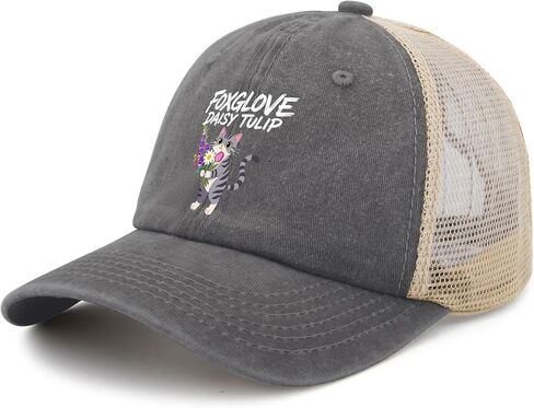 Made in US Foxglove Daisy Tulip Floral Caps Cotton Washed 4 Baseball Caps Adjustable Hat Custom in Saudi Arabia
