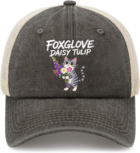 Made in US Foxglove Daisy Tulip Floral Caps Cotton Washed 4 Baseball Caps Adjustable Hat Custom in Saudi Arabia