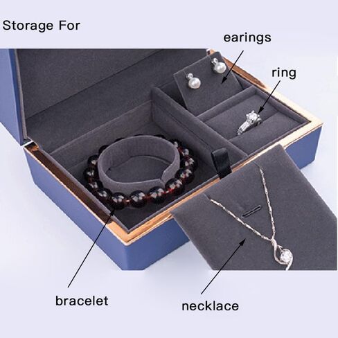 HSLFUAI LED Jewelry Box – Storage Box for Bracelets, Rings & Necklaces – Jewelry Box with Light and Velvet Lining – Elegant Gift Box for Weddings, Birthdays, Valentine's Day, Christmas (Black) in Kuwait