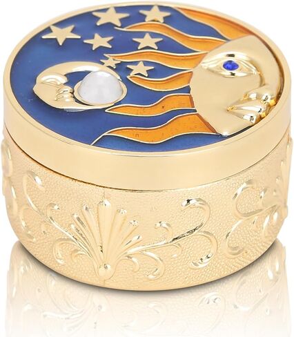 Retro Jewelry Box, Stylish Sun Moon Stars Jewelry Boxes for Women Metal Jewelry Organizer Box with Flannelette Lining Gift for Girls Woman(Gold) in Saudi Arabia
