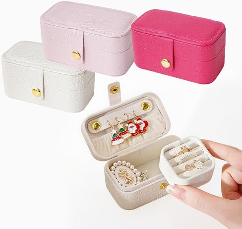 3 Pack Jewelry Storage Box Mini Jewelry Box Organizer, Portable Travel Jewelry Box for Women Earrings Necklace Rings in Saudi Arabia