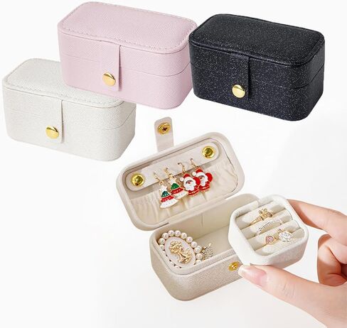 3 Pack Jewelry Storage Box Mini Jewelry Box Organizer, Portable Travel Jewelry Box for Women Earrings Necklace Rings in Saudi Arabia
