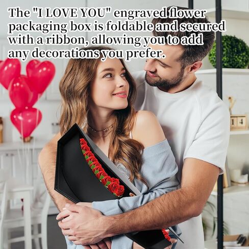 SENONAPO 149 قطعة I Love You صندوق هدايا زهرة فارغ مع بطانة بلاستيكية على شكل حرف قابل للتعبئة صندوق هدايا ورقي أسود DIY كرافت هدية تغليف لعيد الحب الذكرى السنوية لعيد الميلاد لوازم الديكور in Saudi Arabia