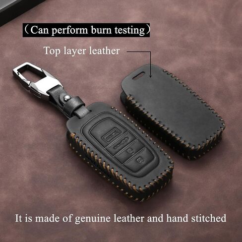 جلد أصلي متوافق مع غطاء Toyota Key fob مناسب 2023 2026 Tacoma Grand Highlander Corolla Cross Prius Land Cruiser Accessories (أسود) in Saudi Arabia
