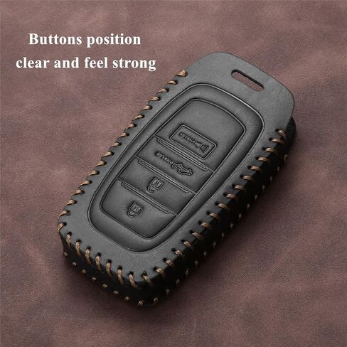 جلد أصلي متوافق مع غطاء Toyota Key fob مناسب 2023 2026 Tacoma Grand Highlander Corolla Cross Prius Land Cruiser Accessories (أسود) in Saudi Arabia