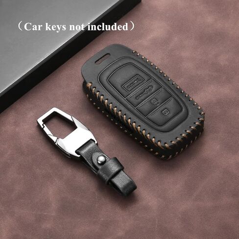 جلد أصلي متوافق مع غطاء Toyota Key fob مناسب 2023 2026 Tacoma Grand Highlander Corolla Cross Prius Land Cruiser Accessories (أسود) in Saudi Arabia
