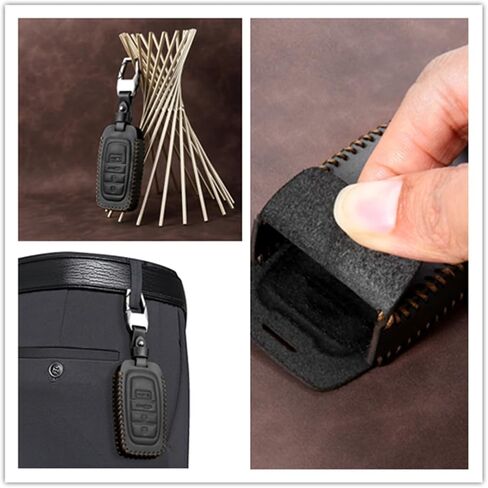 جلد أصلي متوافق مع غطاء Toyota Key fob مناسب 2023 2026 Tacoma Grand Highlander Corolla Cross Prius Land Cruiser Accessories (أسود) in Saudi Arabia