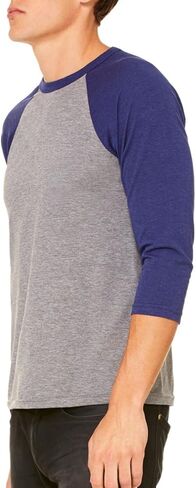 Bella Canvas Unisex Jersey 3/4 Sleeve Baseball Tee, White Navy, Large in Saudi Arabia