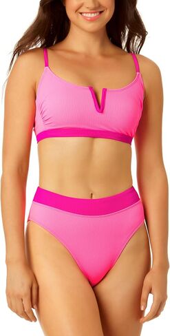 Womens Ribbed Nylon Swim Bottom Separates Pink L in Kuwait