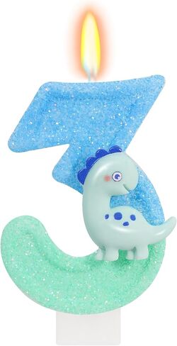 Dinosaur Birthday Number 1 Candle, Cute Green Dino Cake Topper, Dinosaur Birthday Decorations for Kids Party Supplies in Kuwait
