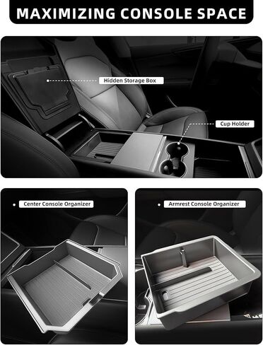 WinDu 5PCS Model 3 Model Y Center Console Organizer Tray Compatible for Tesla 2021-2024 Model Y and 2021-2023 Model 3 Accessories Armrest Hidden Box Storage Tray Cup Holder Camera Cover in Saudi Arabia