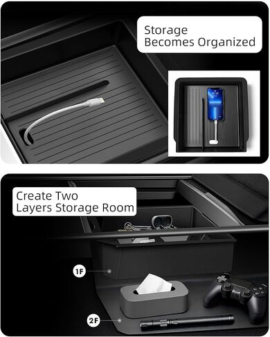 WinDu 5PCS Model 3 Model Y Center Console Organizer Tray Compatible for Tesla 2021-2024 Model Y and 2021-2023 Model 3 Accessories Armrest Hidden Box Storage Tray Cup Holder Camera Cover in Saudi Arabia