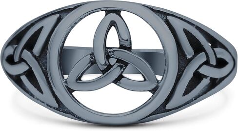 Blue Apple Co. Vintage Celtic Trinity Triquetra Knot Attractive Design Oxidized Fashion Band Solid 925 Sterling Silver Thumb Ring (10mm) in Saudi Arabia