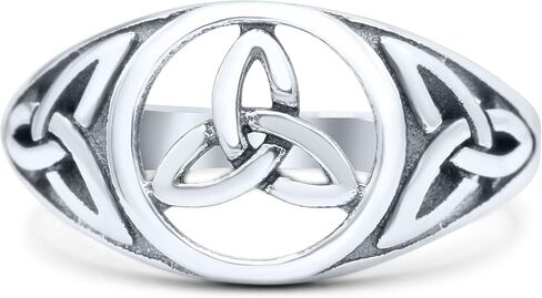 Blue Apple Co. Vintage Celtic Trinity Triquetra Knot Attractive Design Oxidized Fashion Band Solid 925 Sterling Silver Thumb Ring (10mm) in Saudi Arabia