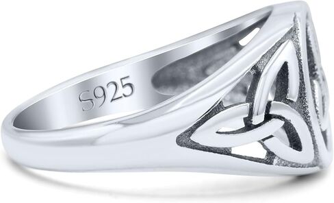 Blue Apple Co. Vintage Celtic Trinity Triquetra Knot Attractive Design Oxidized Fashion Band Solid 925 Sterling Silver Thumb Ring (10mm) in Saudi Arabia