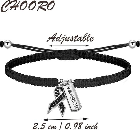 CHOORO سرطان الجلد هدية التوعية بالسرطان الشريط الأسود سوار قابل للتعديل سرطان الجلد الناجي تشجيع هدية in Saudi Arabia