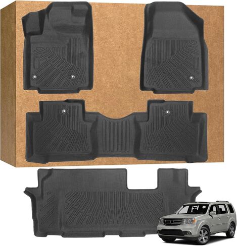 سجادات أرضية لسيارة Honda Pilot 2009-2015 (تناسب 2009-2015 Honda Pilot EX/EX-L/LX/SE/Touring)، TPE مقاومة للماء وغير قابلة للانزلاق وحماية من جميع الأحوال الجوية مخصصة in Kuwait