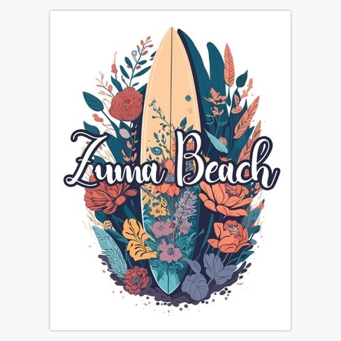 ملصق Zuma Beach، Zuma Beach، The Bu، Point Dume، malibu ca، malibu vibes Essential Window Water Bottle Bumper ملصق مائي 5 بوصة in Saudi Arabia