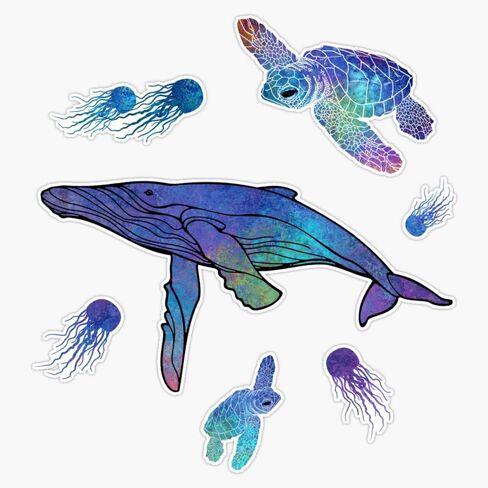 MAGNET Space Sea Creatures Magnetic Vinyl Sticker Decal Magnet 5" in Saudi Arabia