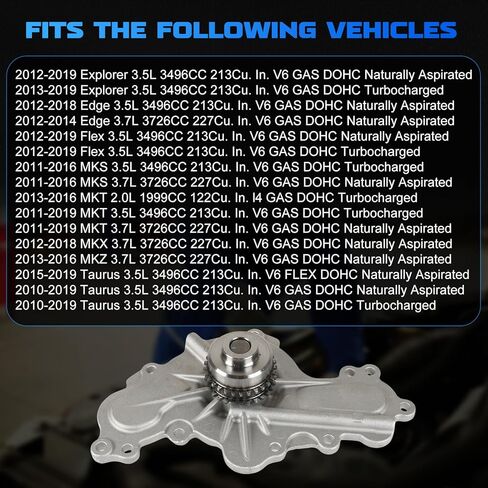 AW6348 Water Pump with Double Row Sprocket Fits for 2012-2019 Explorer Flex, Fits for Edge Taurus MKS MKT MKX MKZ 3.5L 3.7L Professional Water Pump Kit Replace OE AT4E-8501-DA AT4Z-8501-B in Saudi Arabia
